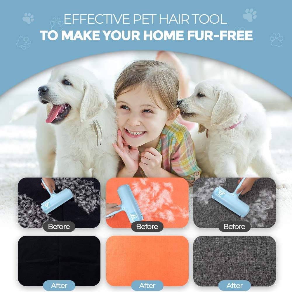 DELOMO Pet Hair Remover Roller: Reusable Lint Roller with Large Fur Bin - Portable Cat and Dog Hair Remover for Couch, Bedding, Car, Rugs & Furniture, Effective and Eco-Friendly, for Multi-Pet Homes