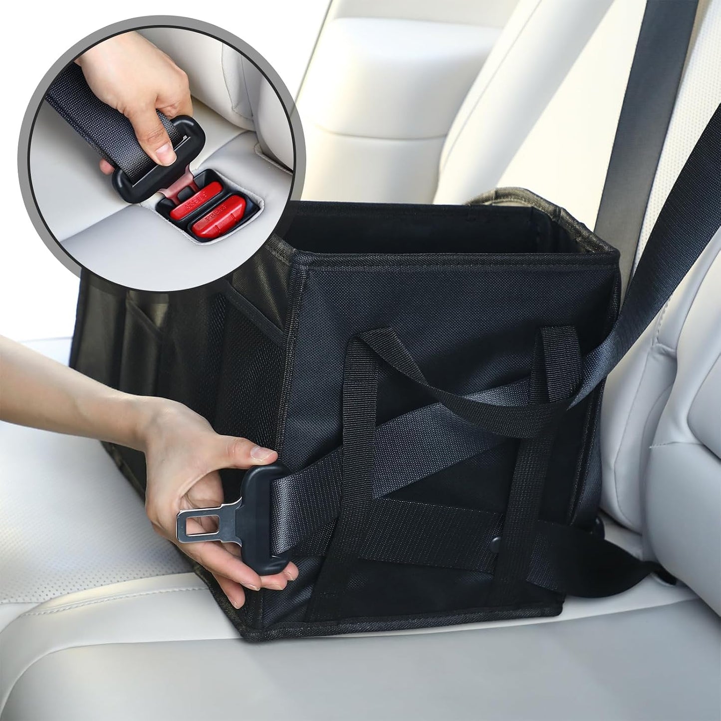 Honeydak Passenger Seat Organizer, Collapsible Car Storage for Console Front/back Seat with Multi-pockets Car Caddy Organizer Suv Truck for Kids Adults Accessories(Black,4 Compartments)