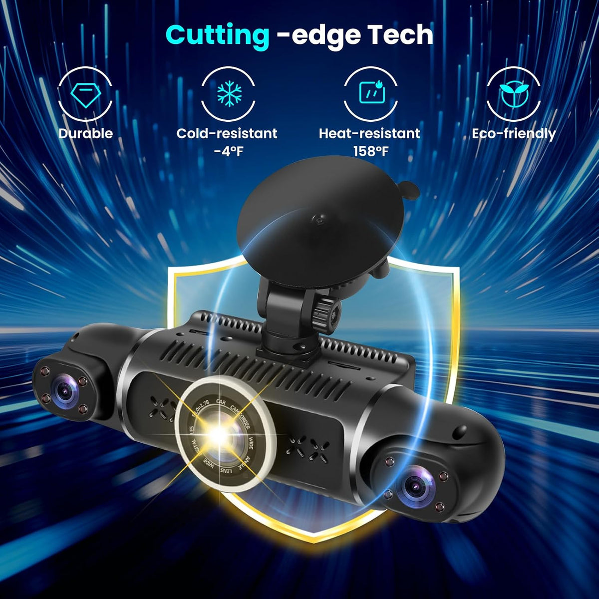 4 Channel Dash Cam 360° View Front Rear Inside & Left Right,Dash Camera FHD 2K+1080Px3 for Car, 8 IR Lamps Night Vision, APP, WiFi, GPS, G-Sensor, 24/7 Parking Mode, with a Free 64GB SD Card