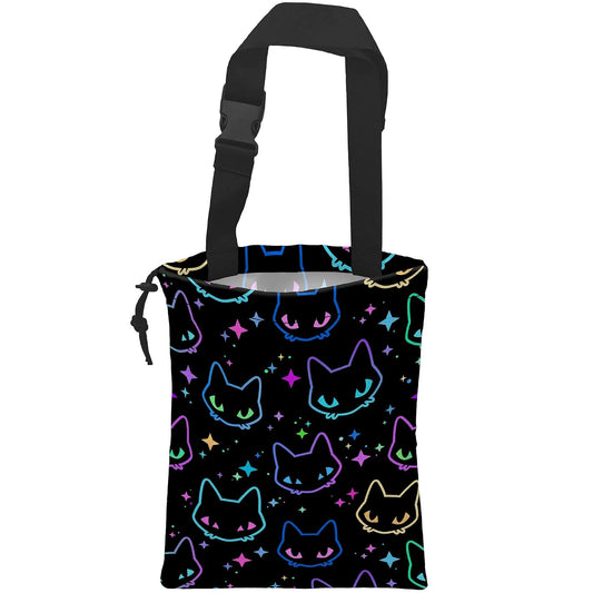 Car Trash Bag Colorful Neon Cat Heads Car Garbage Bag Hanging Car Trash Can for Back Seat with Drawstring, Waterproof Garbage Bags for Accessories Vehicle Travelling Camping Outdoor
