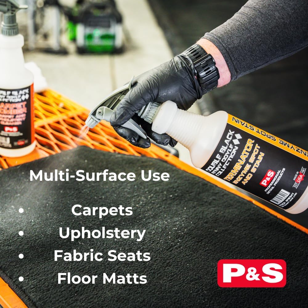 P & S PROFESSIONAL DETAIL PRODUCTS Terminator Enzyme Spot & Stain Remover – Professional Upholstery & Carpet Cleaner, Eliminates Grease, Dirt, Protein-Based Stains, Fresh Scent - 16 Oz.