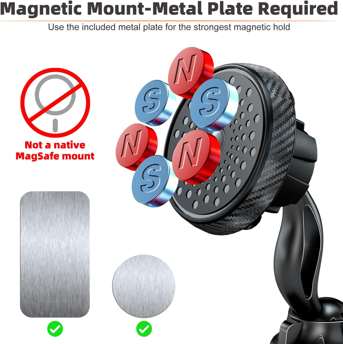 Magnetic Phone Holder for Car Dashboard, Large 3M Adhesive Mount Base