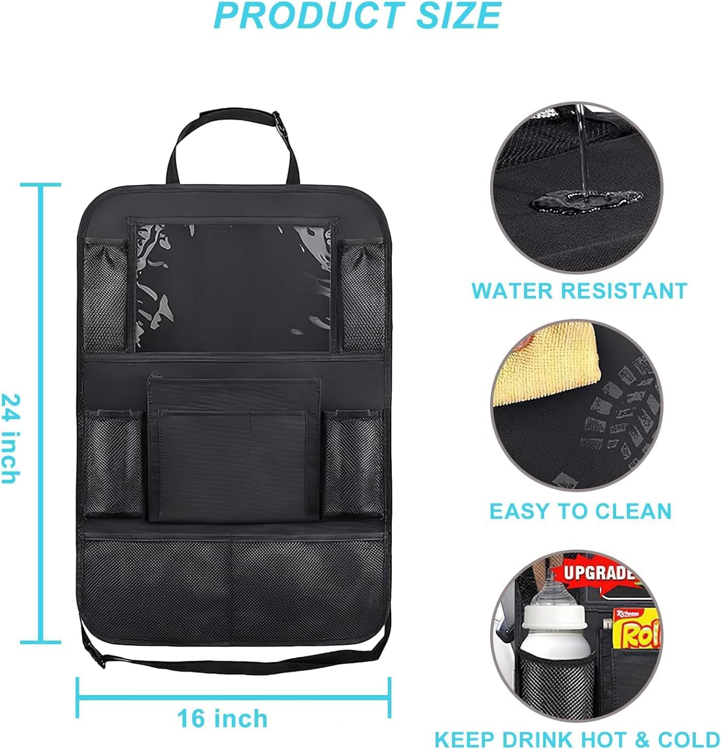 AYWVRBST Car Backseat Organizer, 9 Storage Pockets,Thickened 600D Polyester, Waterproof, Durable, Universal Fit for Sedan SUV, Truck, Minivan