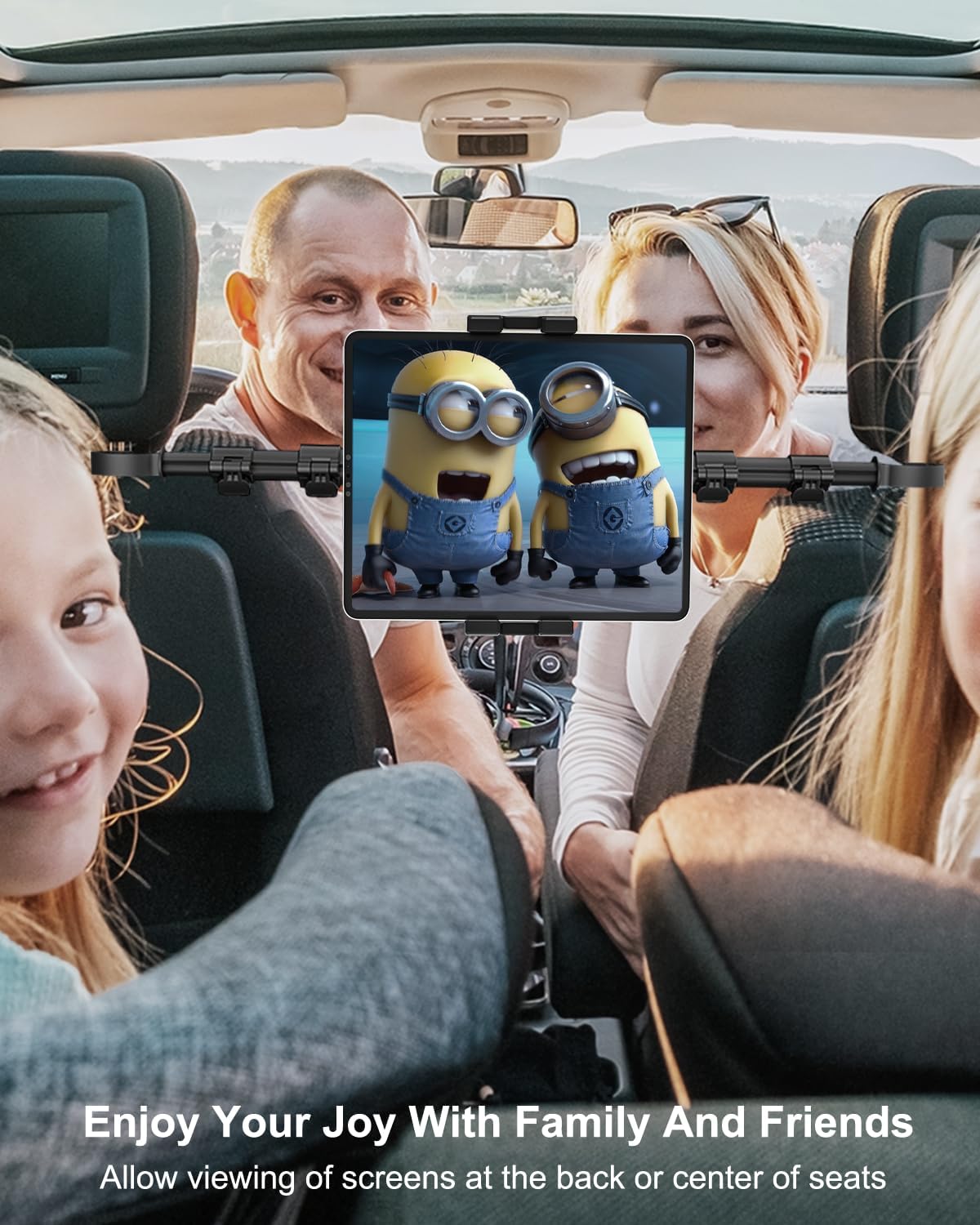 Car Tablet Headrest Holder for iPad - Car Back Seat Headrest Tablet Mount Stand, Road Trip Essentials for Kids, for iPad Pro Air Mini, Galaxy Tabs, Kindle Fire HD, Switch, iPhone, 4-13" Devices