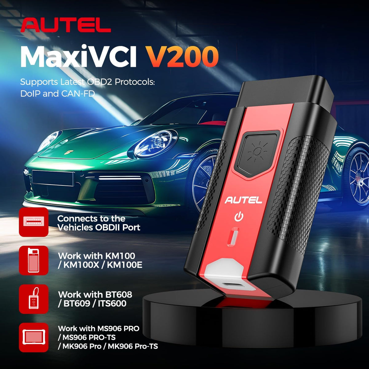 Autel MaxiVCI VCI200 V200 Wireless Dongle, VCI 200 OBD2 Connector Adapter