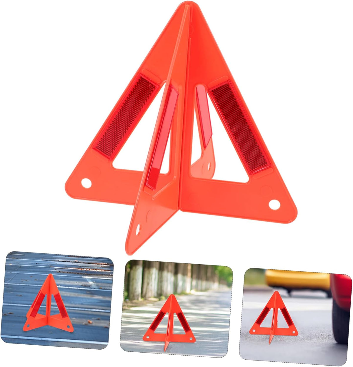 Cabilock 2 Sets Plastic Triangle Reflective Road Safety Kit for Car