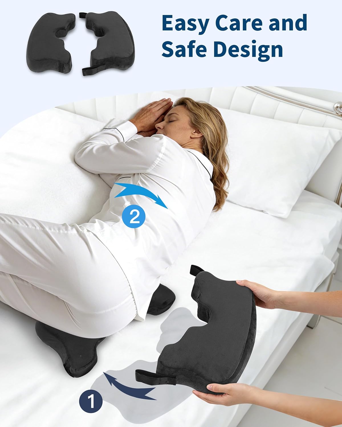 HOMCA Bed Sore Cushions for Butt, Memory Foam Bedsore Pressure Relief Cushion for Sleeping and Sitting, Hemorrhoid Cushion for Coccyx, Sciatica, Postpartum Recovery, and Surgery Rehabilitation(Black)