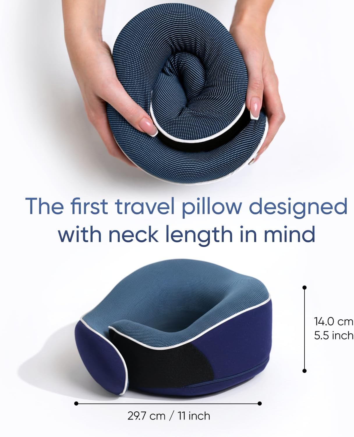 Proglobe Orthopedic Neck Pillow Travel Neck Pillows for Airplanes, Memory Foam Kit, Updated Resting Material, Airplane Travel Set with 3D Contoured Eye Masks, Earplugs, and Luxury Mesh Bag (Blue)