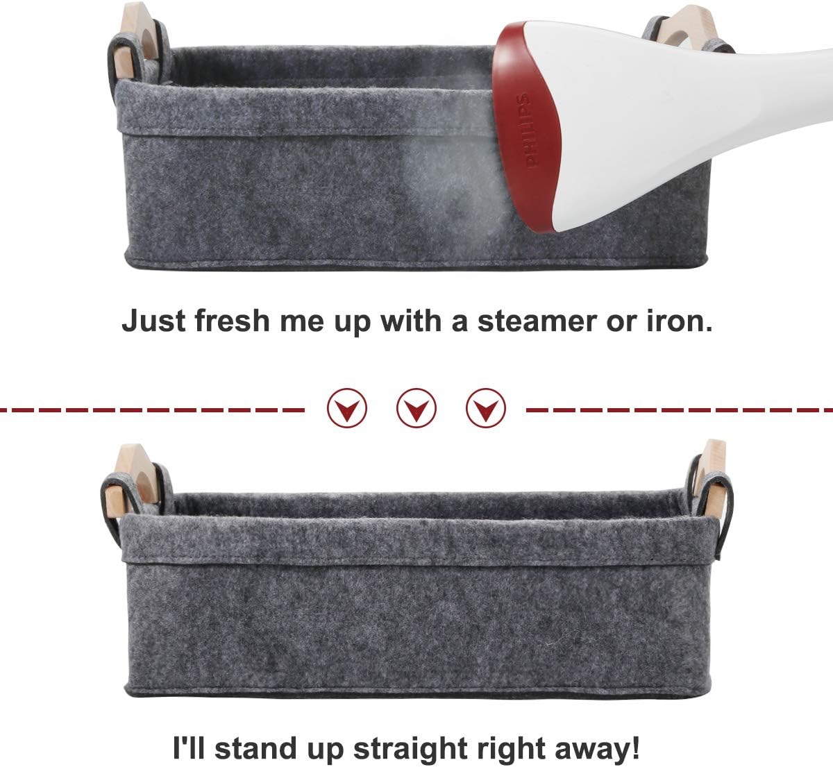 Small Storage Basket Soft Felt Collapsible Baskets Storage Bins for Cellphone Earphone Chargers Cables Make Up Shelf Fabric Drawers Storage Baskets Cute Storage Baskets Light Gray