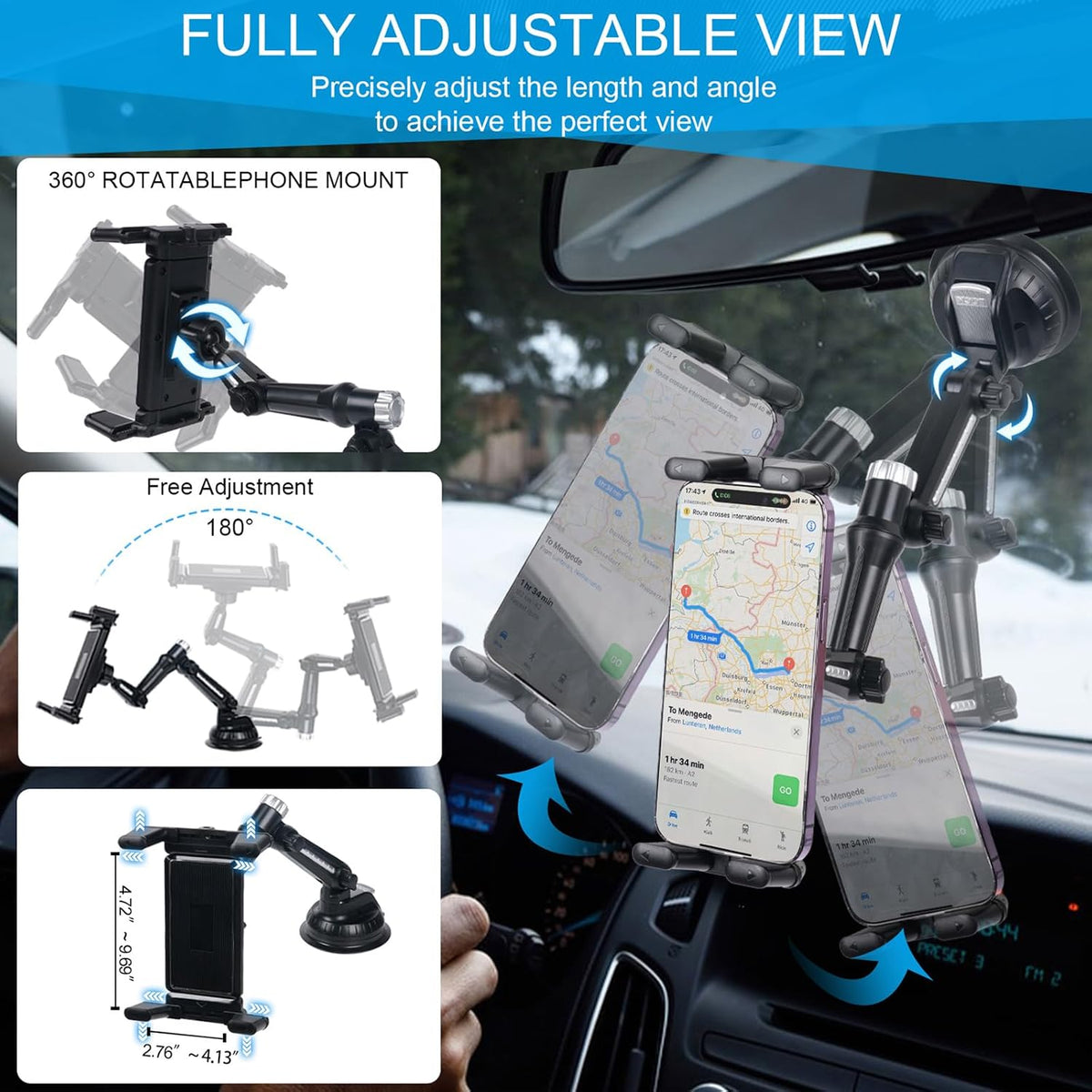 kelofam 5 in 1 car Phone Holder, car Dashboard Windshield Phone Mount, Suitable for iPhone17 16 15 14 iPhone13 promax, Samsung Z Fold 7 6 5, All Smartphones