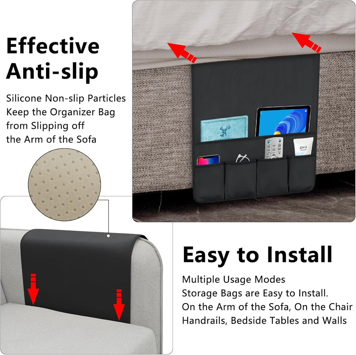 Remote Control Holder for Armchair Caddy, Remote Holder with 5 Pockets