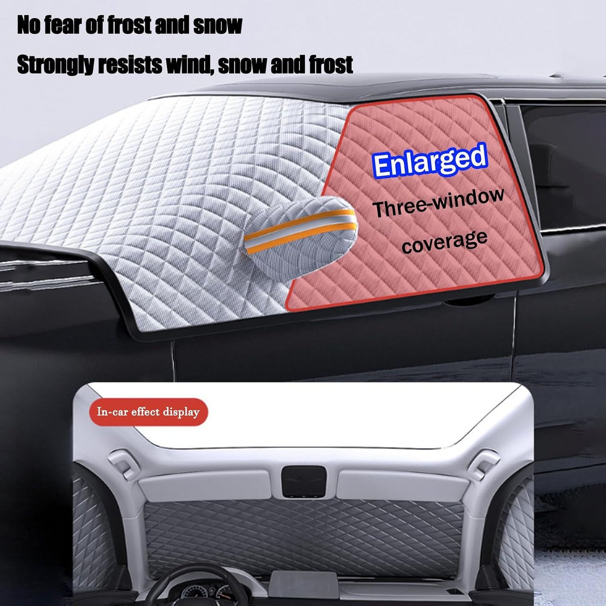 Car Windshield Snow Cover for Toyota Prius 30 Series 2009-2015, Thicken Car Windscreen Cover Winter Magnetic Windshield Frost Cover Side Window Rearview Mirror Protector,L