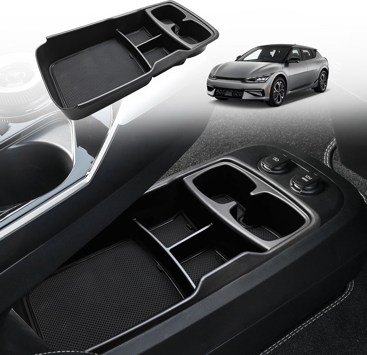 BestEvMod Lower Console Organizer for 2022-2026 Kia EV6 Accessories (V2)
