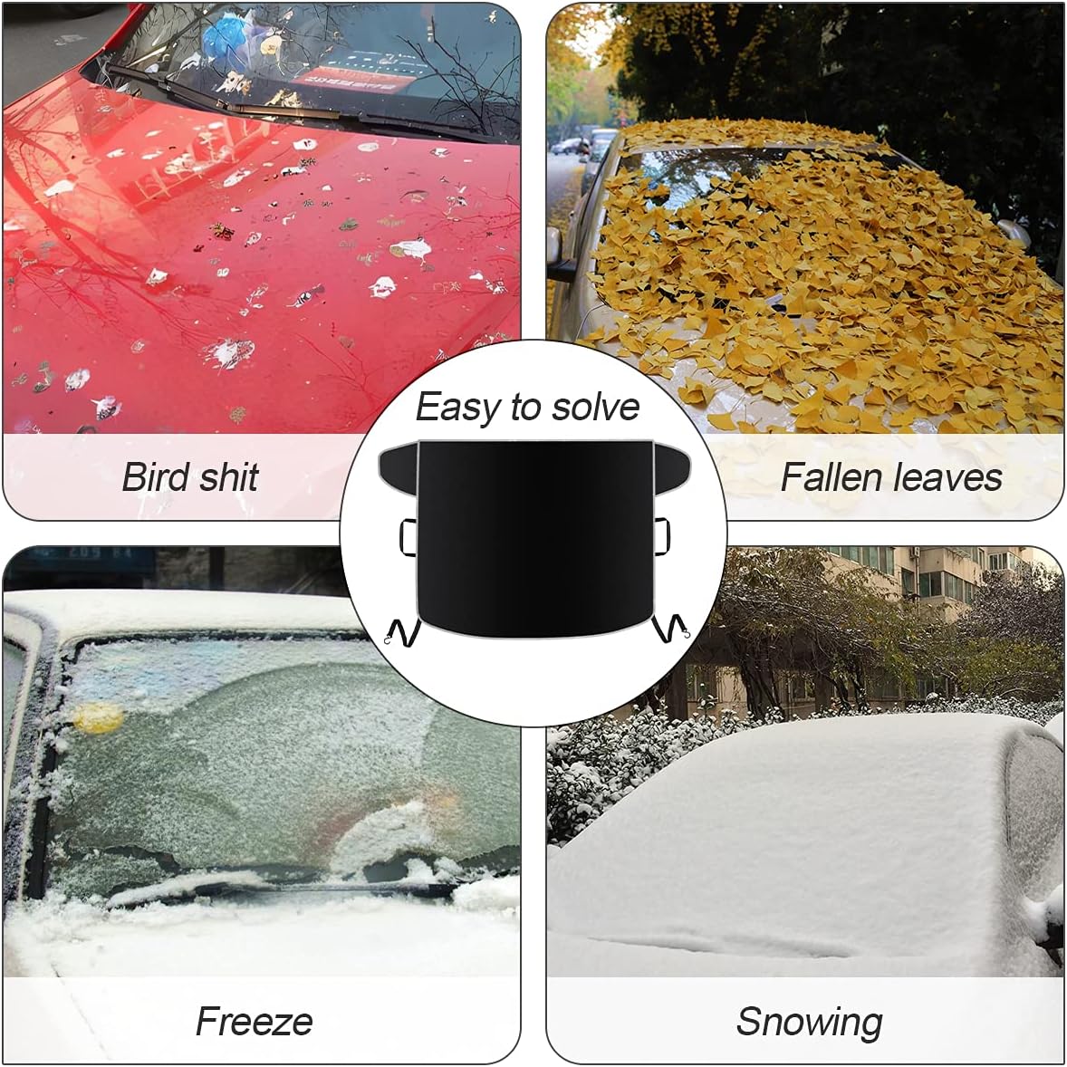 Windshield Snow Cover for Cars, Trucks, Vans - Waterproof, Windproof Winter Frost and Ice Removal Sunshade With Side Mirror Covers
