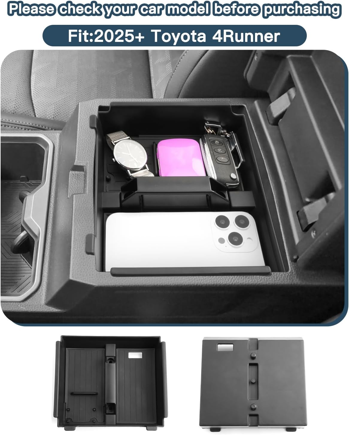 Ruiya 2026 4Runner Center Console Organizer for Toyota 4Runner 2026 Accessories ABS Material Armrest Console Glove Tray Compatible with 2025 2026 Toyota 4Runner 6th Gen Interior Accessories