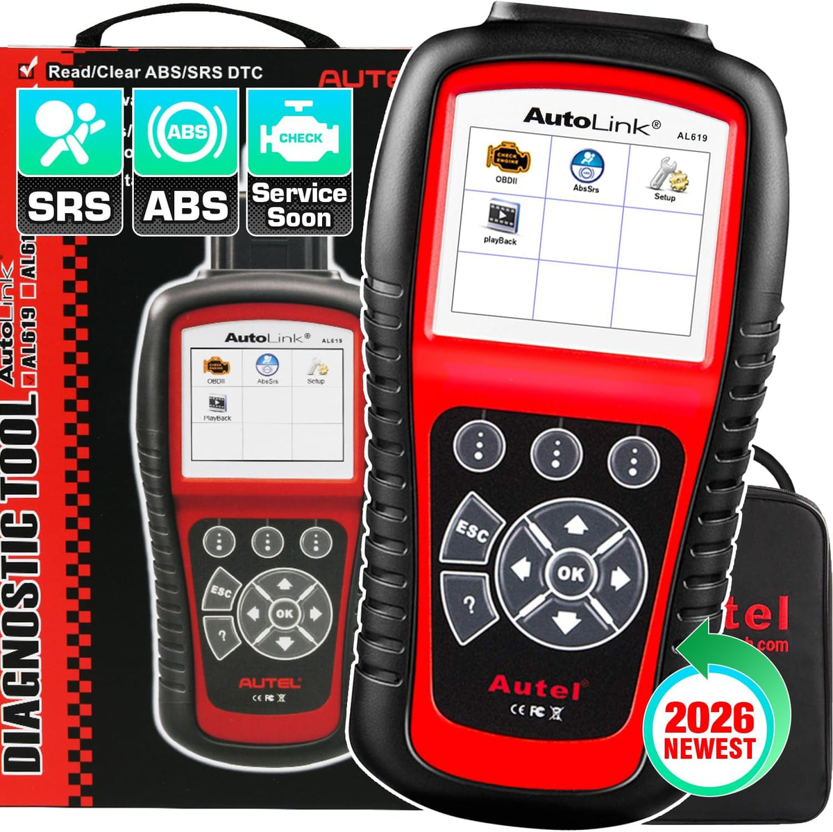 Autel AutoLink AL619 OBD2 Scanner, 2026 ABS SRS Warning Light Scan Tool