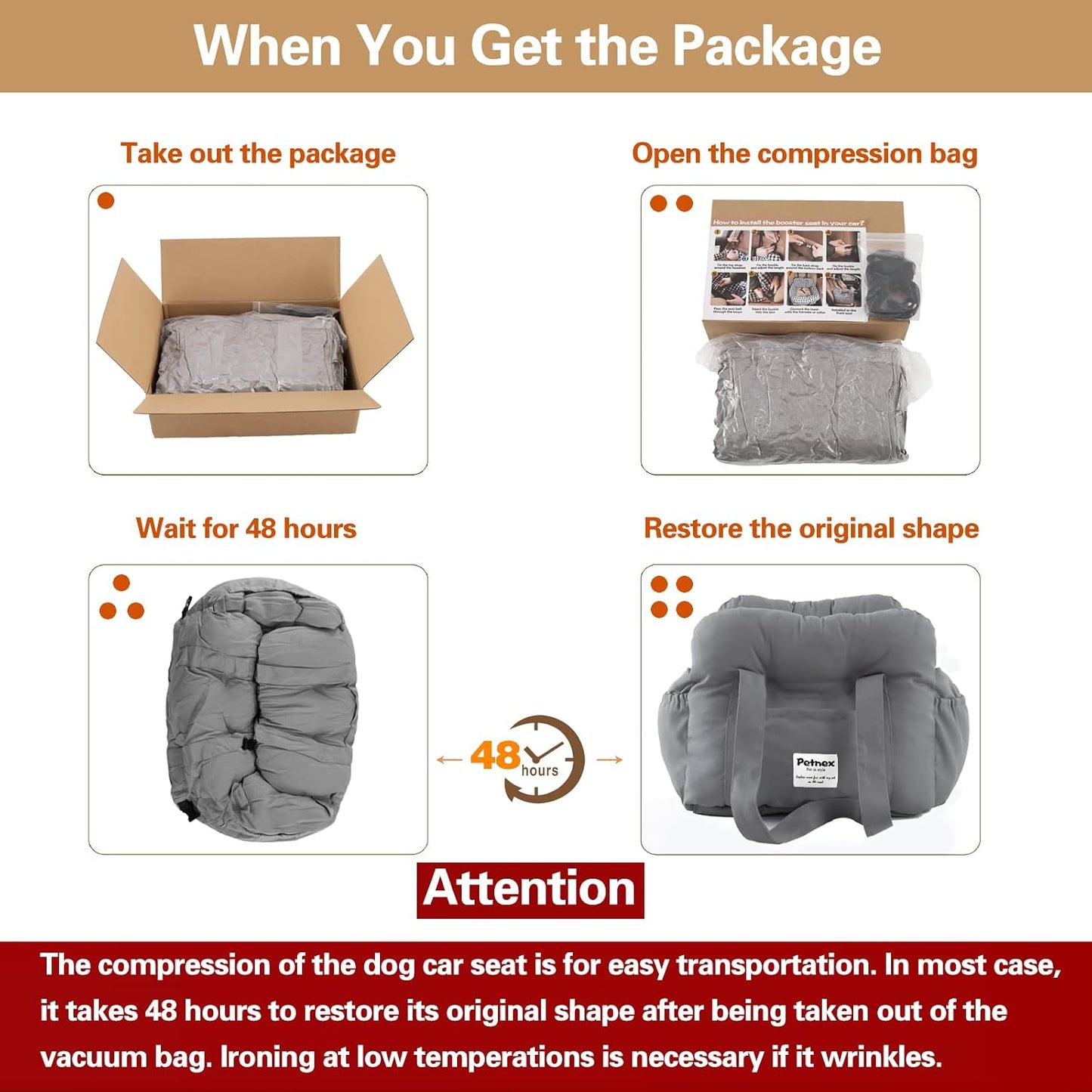 Dog Car Seat for Small Dogs, Portable Puppy Car Seat of Easy Installation, Fashionable Pet Carrier Bag with Large Pockets, Machine Washable Dog Booster Seat (Black)