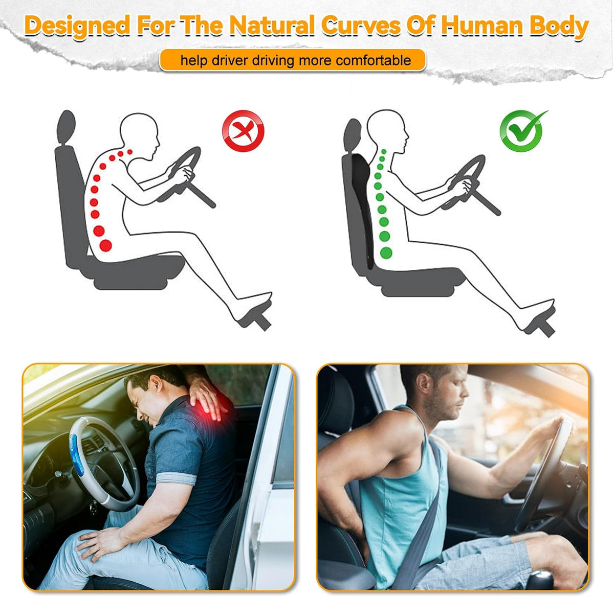 2-in-1 Car Lumbar Support with Headrest Pillow for Semi Truck Motorhome, Gray