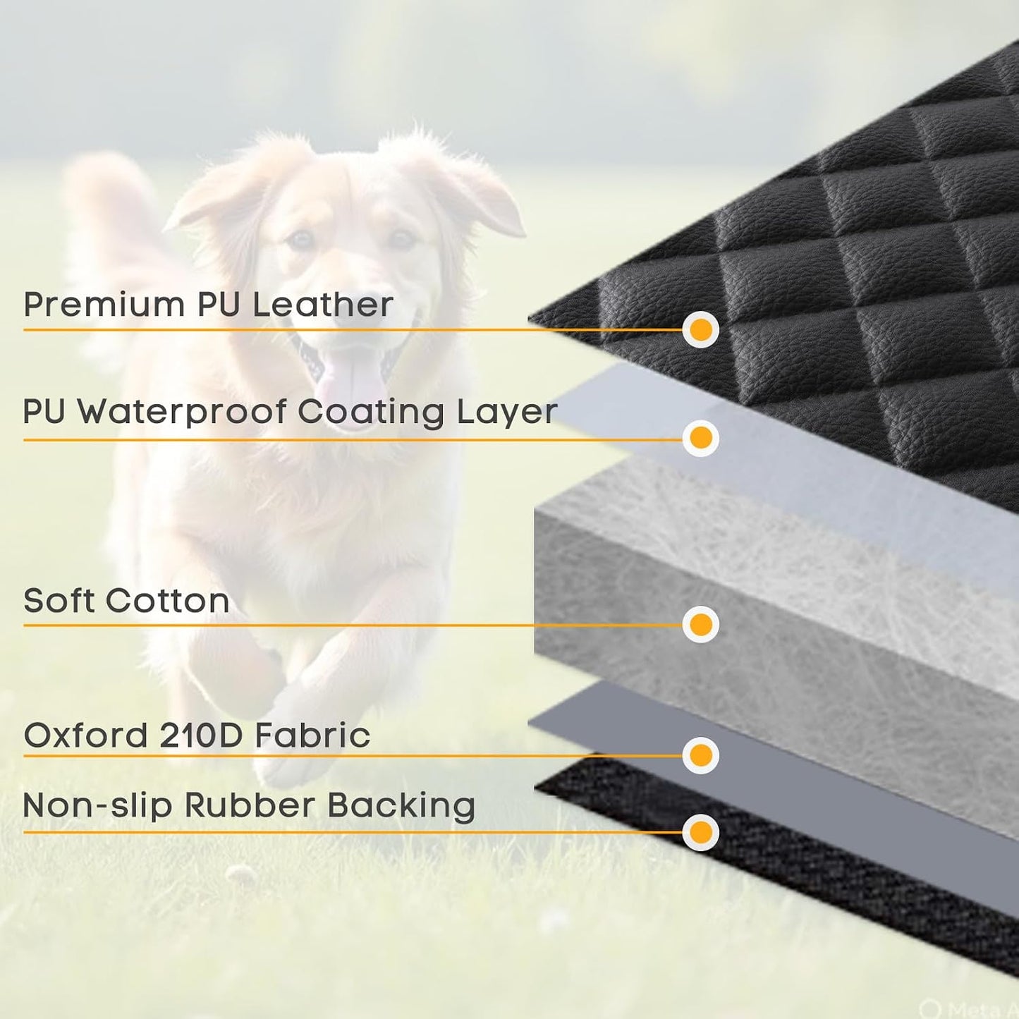 PETICON Waterproof Scratchproof Pet Bench Seat Covers for Cars, SUVs, Nonslip Durable Back Seat Cover for Dogs, Washable Backseat Protection