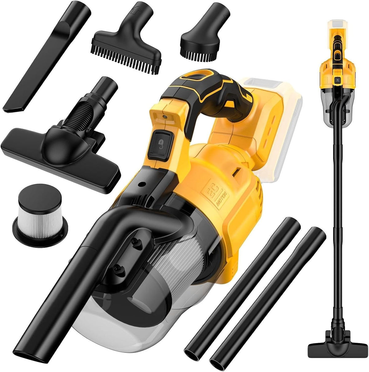 Cordless Vacuum Cleaner for De-Walt 20V Battery,100 AW Handheld Vacuum Cleaner with Washable HEPA Filter,55CFM Portable Shop Vacuum for Car/Pet Hair/Carpets/Hard Floors(No Battery)