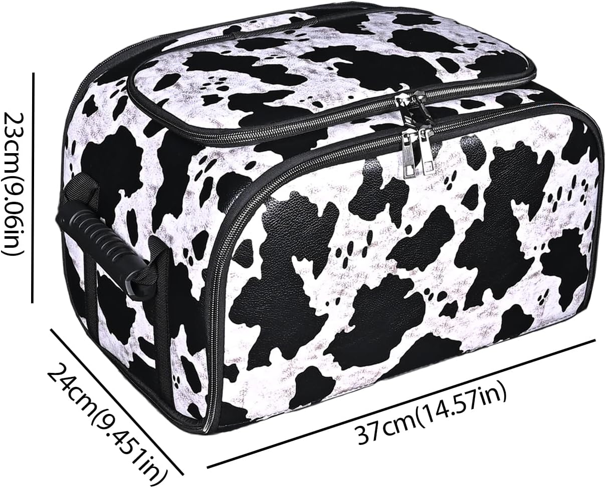 Cow Print Insulated Cooler Bag for Car, Multi-Mode Portable Thermal Lunch Cooler Tote, Reusable Thermal Storage Bag for Drinks, Snacks & Food, Ideal for Car Seat, Trunk, Road Trips & Travel