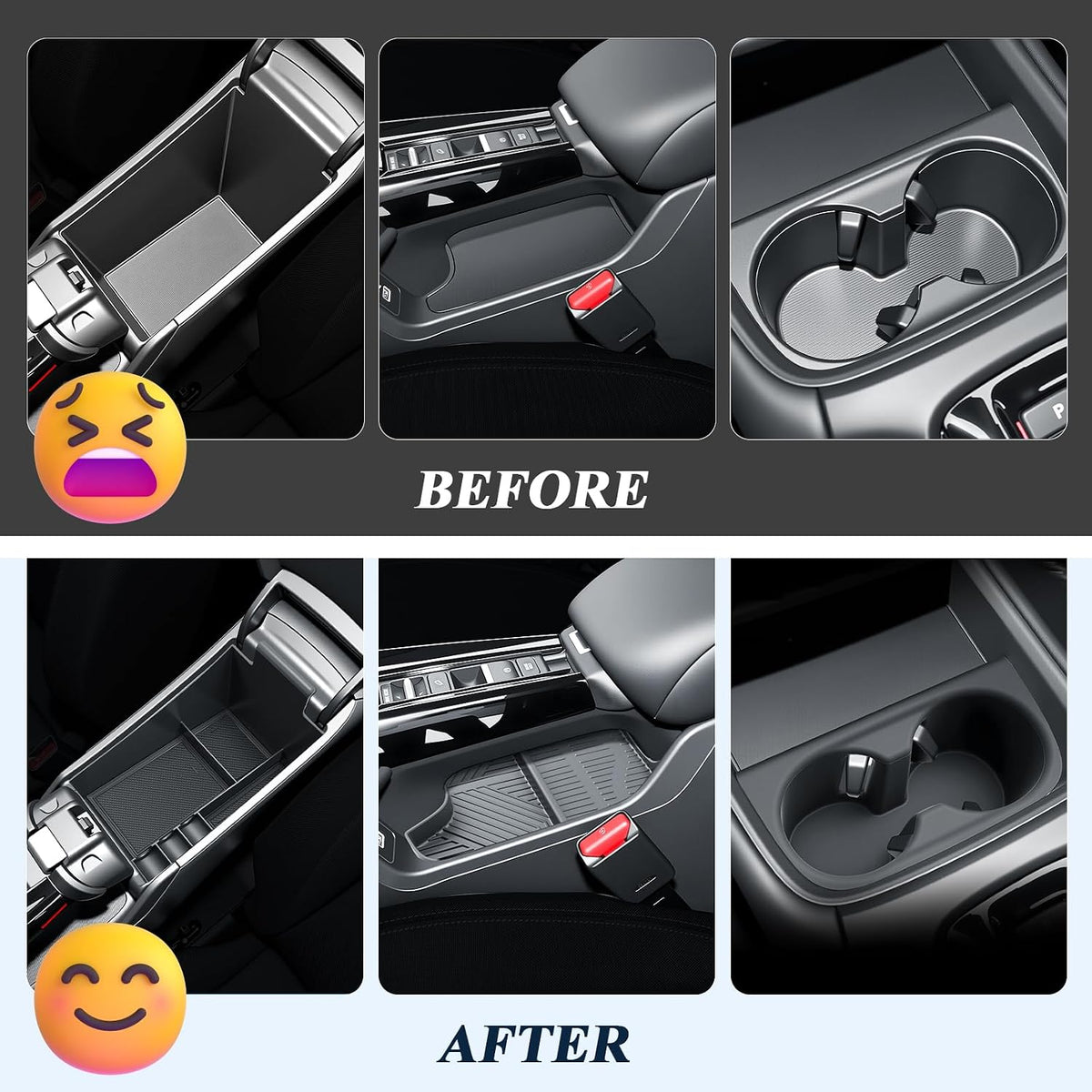 BIBIBO 3Pack for 2026 Honda HRV Center Console Organizer 2026 Honda HRV (LX/Sport/EX-L) Cup Holder & Armrest Organizer Tray +Under Console Tray 2026 HRV Middle Insert Tray 2026 HR-V Accessories