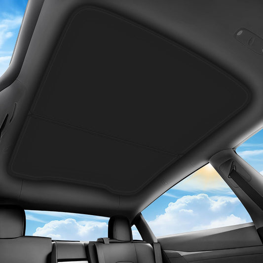 2026 Upgraded for Tesla New Model Y Juniper 2025 2026 Sunshade Roof [No Sag,Ice-Crystal Cooling Coatings] Heat Insulation Glass Roof Sun Shade for Tesla Model Y Accessories 2025 2026 Black