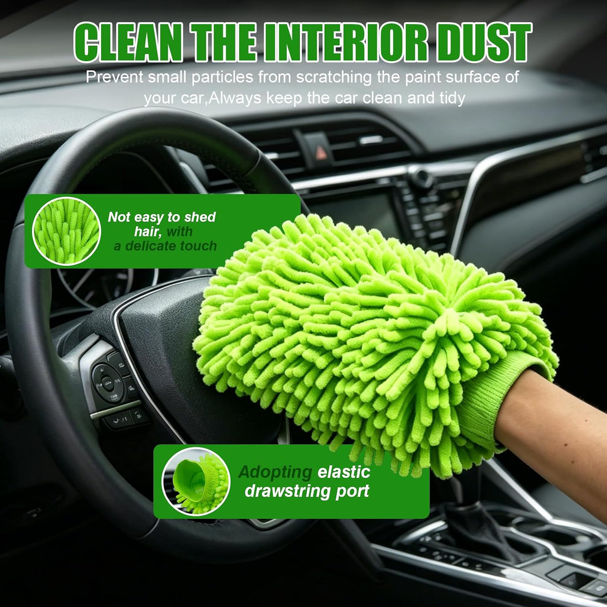 6PCS Microfiber Car Wash Mitt - Car Wash Gloves Kit with Microfiber Cleaning Cloth and Car Wash Sponge for Car Washing, Trucks, SUVs, Motorcycles Cleaning Detailing Polish