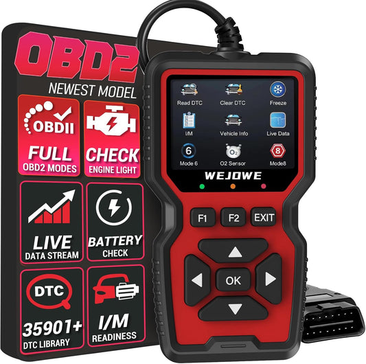 WEJOWE Upgraded OBD2 Scanner Diagnostic Tool, Check Engine Code Reader OBD2 Scanner with Reset, Battery Test Check Engine Light Mode 6, Mode 8 & I/M Car Diagnostic Scan Tool for All OBDII Car