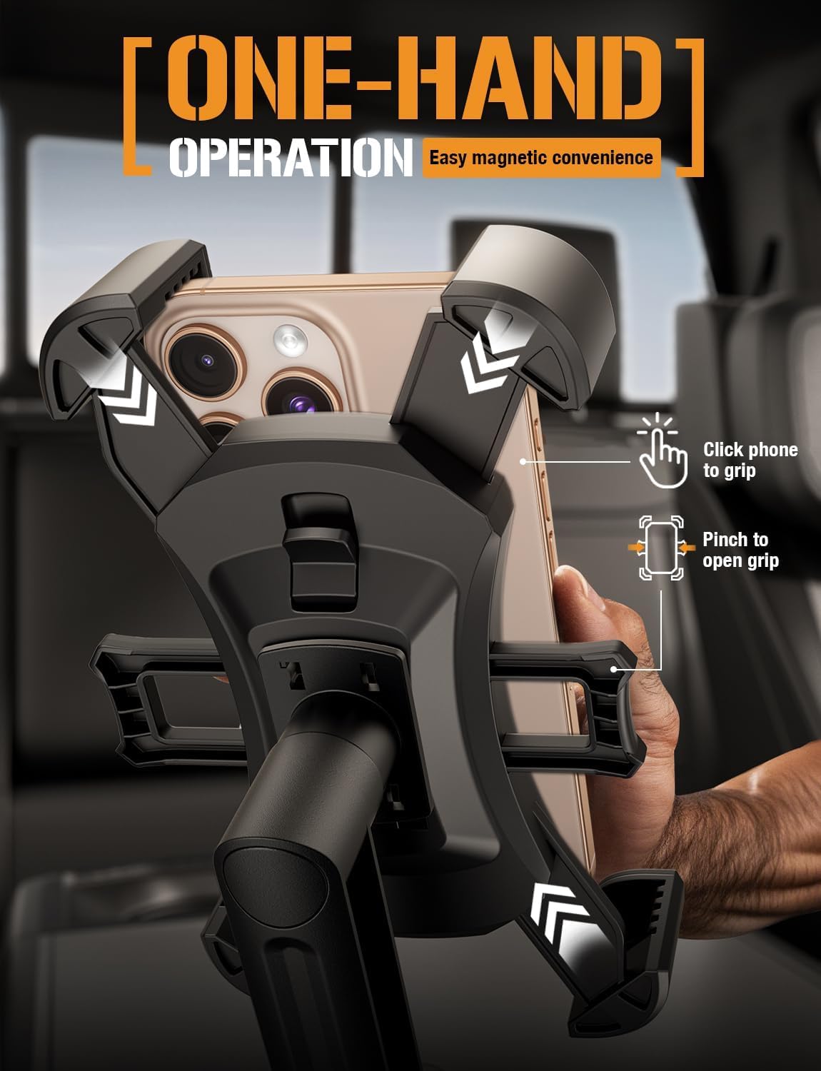 ToughTested Cup Holder Phone Mount, Heavy Duty Boom Arm, Adjustable Grip