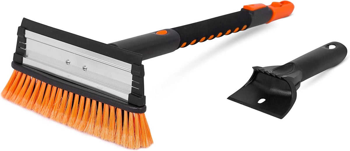 BIRDROCK HOME 39" Extendable Snow Brush with Detachable Ice Scraper for Car - Portable Snow Removal Tool for Windshield & Vehicles - Flexible Handle, Ergonomic Grip, 11" Wide Squeegee & Bristle Head