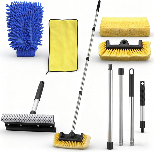 LemonRoad 65'' Five-Sided Car Wash Brush with Long Extendable Handle, Scratch-Free Soft Bristles Car Cleaning Wash Mop Kit, Universal for Truck RV SUV Boats Floors