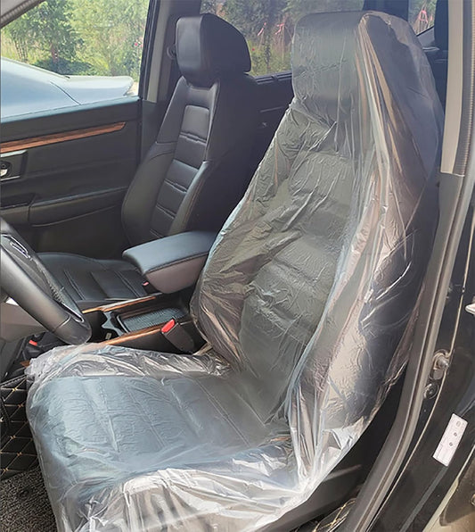 100PCS Ultra-Thick 20g Disposable Plastic Car Seat Covers Universal Clear Vehicle Seat Protector Car Chair Covers Mechanic Valet Roll Anti-Dirty Dustproof Disposable Car Seat Cover