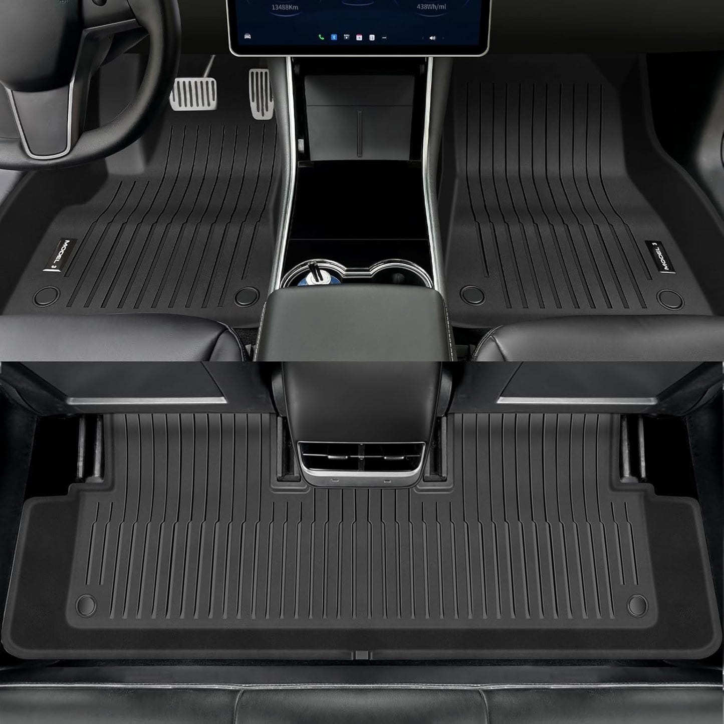 Pedigree Floor Mats Compatible with Tesla Model 3,Custom Fit Floor Liners for 2026 2025 2024 Tesla Model 3,1st & 2nd Row All Weather Protection