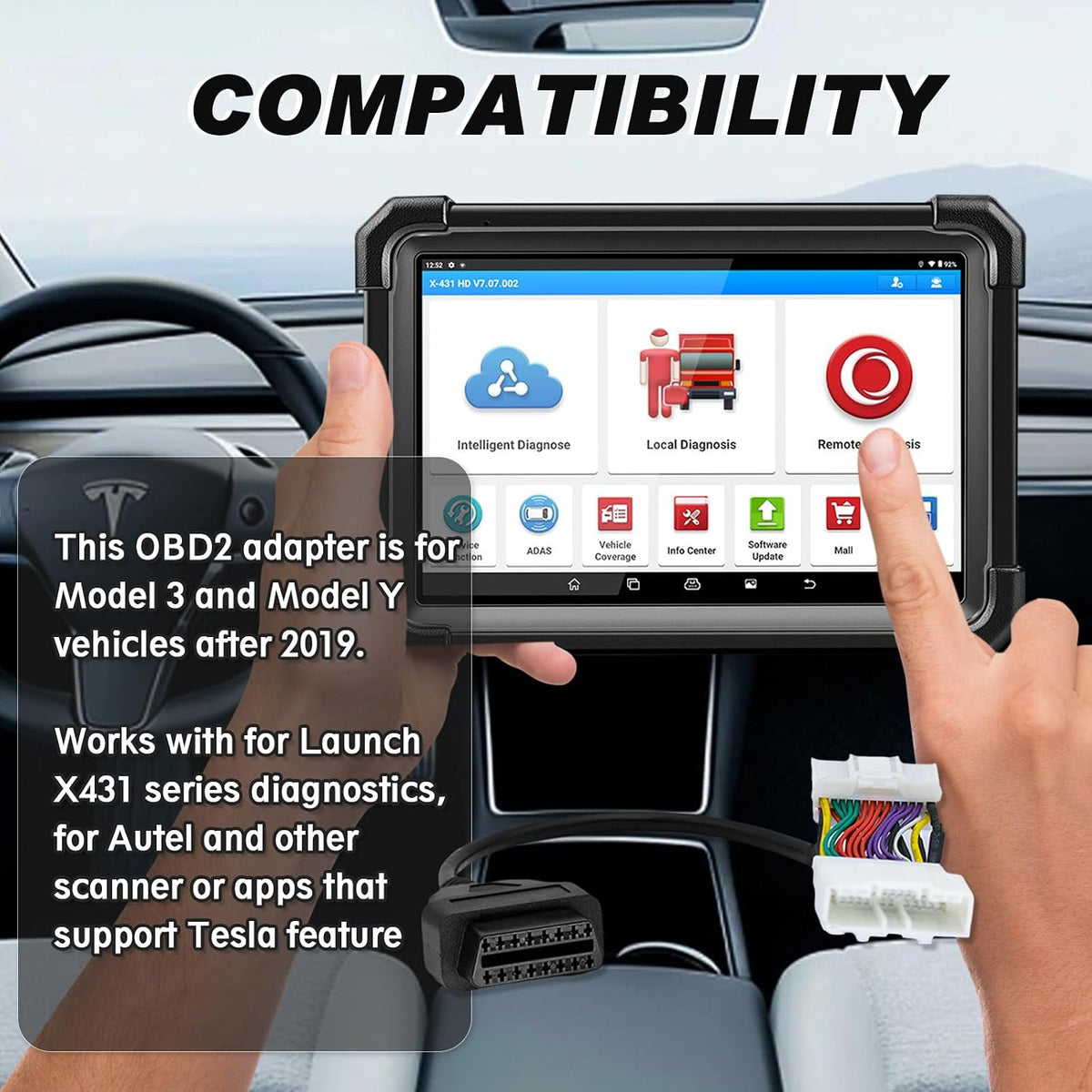 OBD2 Adapter for Tesla Model 3/Y 26Pin to 16Pin OBDDiagnostic Cable