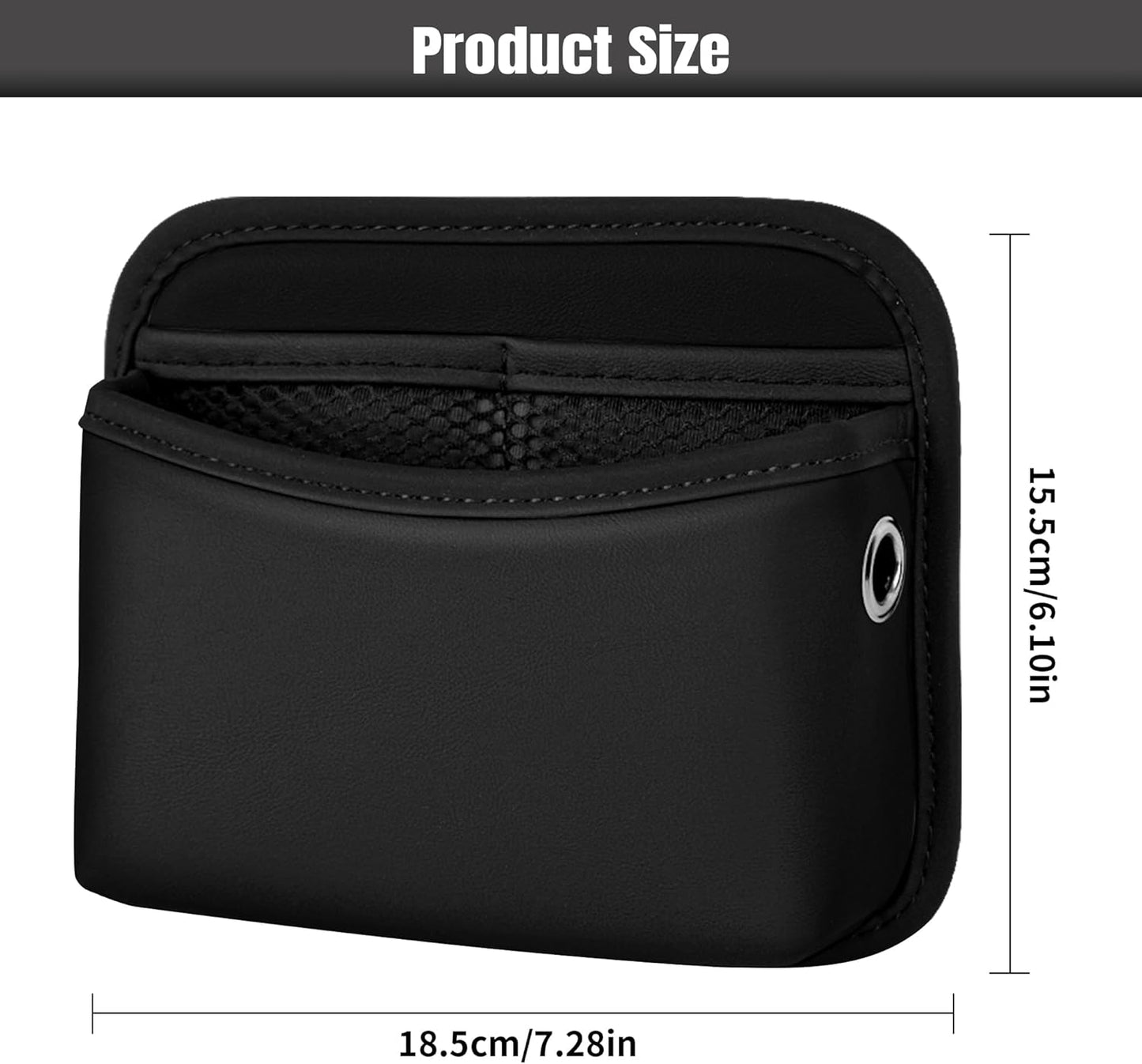 JEYODA Car Seat Side Storage Pocket, Small Organizer,PU Leather Multifunctional Console Side Organizer Bag for Phone, keys, sunglass,wallet,ect (Black)