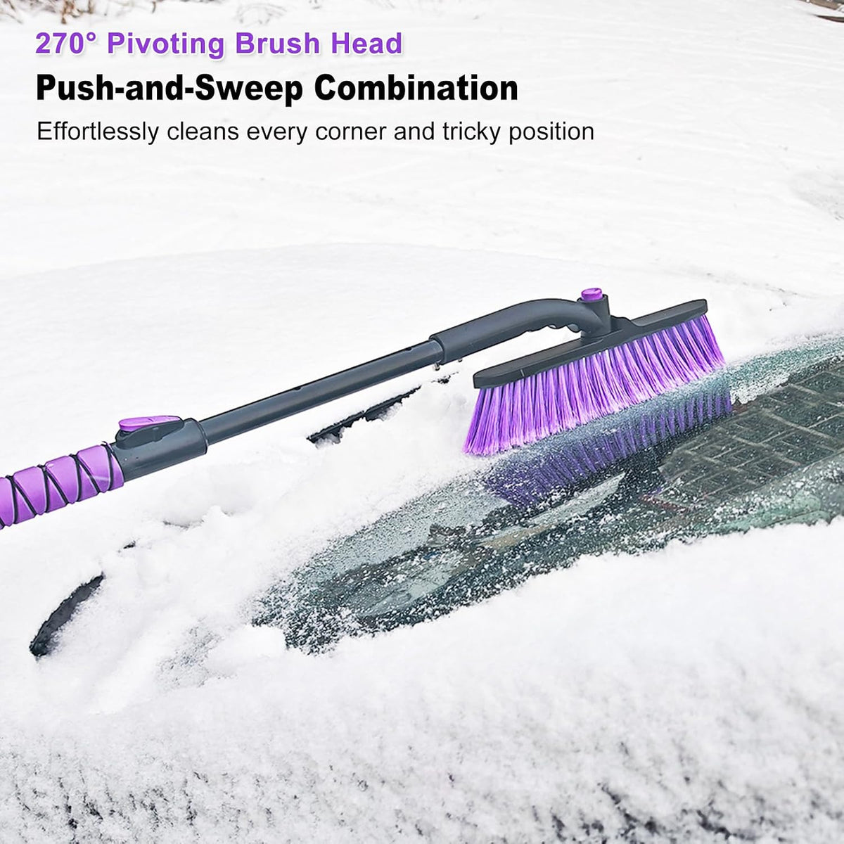 HEEYA 44 Inch Snow Brush for SUV, Ice Scraper for Car Windshield Window