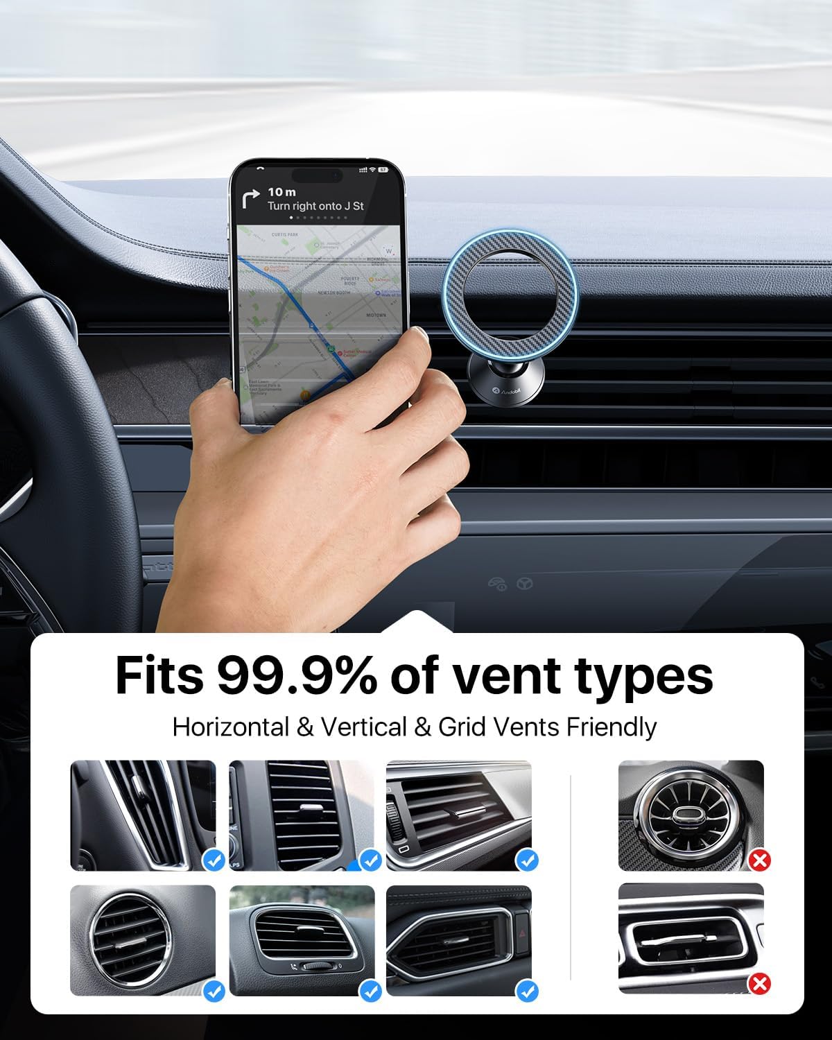 andobil for MagSafe Car Mount Vent, 20xN55 Strongest Magnet ＆ All Metal