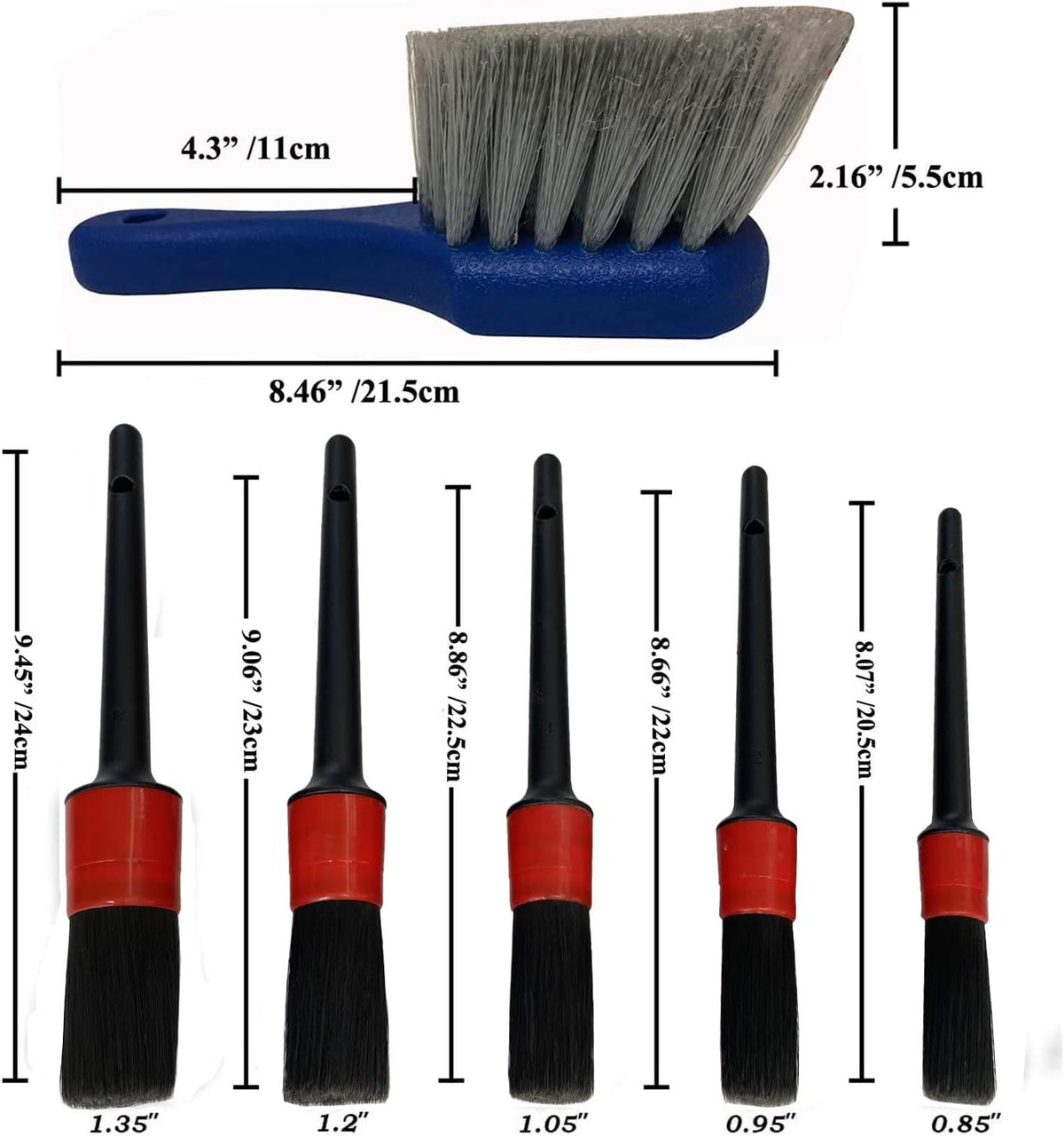 Car Wash Brush with Long Handle, Car Detailing Kit, Wheel Brush 7 Packs