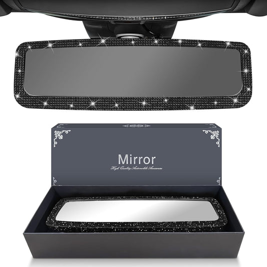 Bling Car Rear View Mirror, black rhinestone car accessories