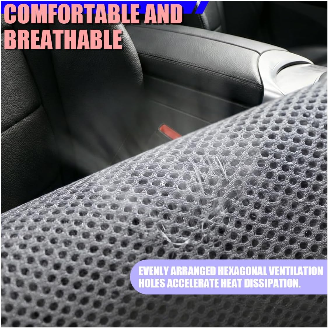 Car Seat Cushion, Breathable 3D Air Mesh Car Front Seats Bottom Cover for Comfortable Driving, Soft Non-Slip Auto Interior Driver Seat Protector for Home, Office, Truck(Gray)