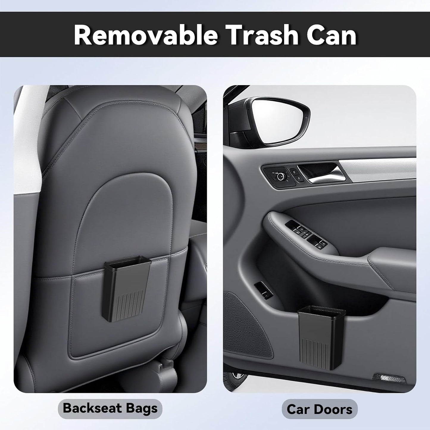 7-In-1 Car Seat Back Organizer with Cup Holders, Tissue Box, Removable Trash Can & Hooks, Multifunctional Car Seat Back Storage Box, Extra Headrest Cup Holder for Backseat (Black02)