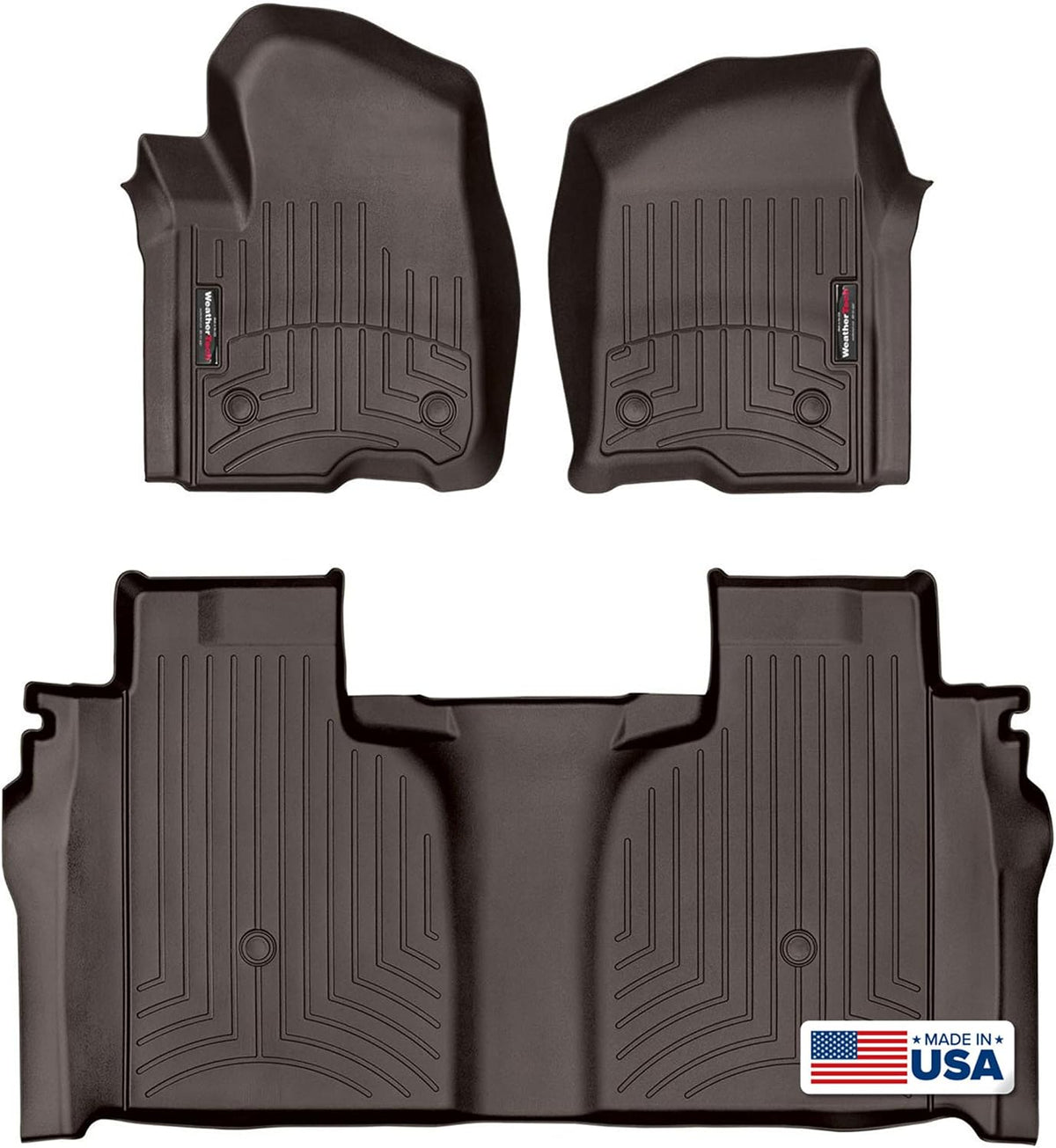 WeatherTech Custom Fit FloorLiners for GMC Sierra 1500 Limited, Silverado 2500HD/3500HD, Silverado 1500-1st & 2nd Row (471436-1-2), Cocoa