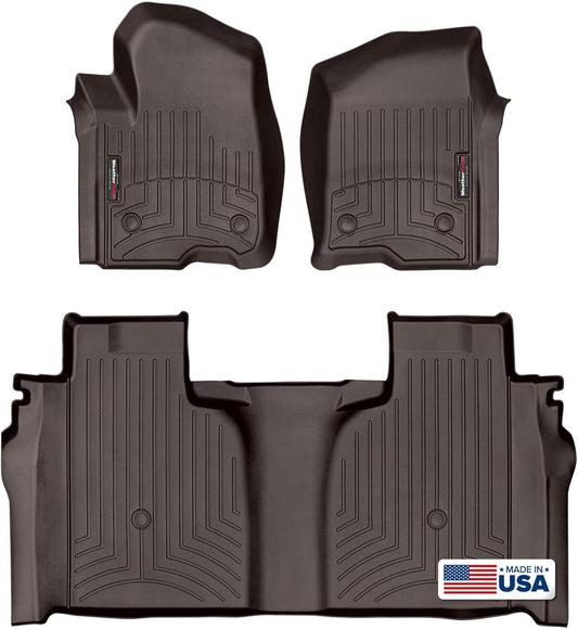 WeatherTech Custom Fit FloorLiners for GMC Sierra 1500 Limited, Silverado 2500HD/3500HD, Silverado 1500-1st & 2nd Row (471436-1-2), Cocoa