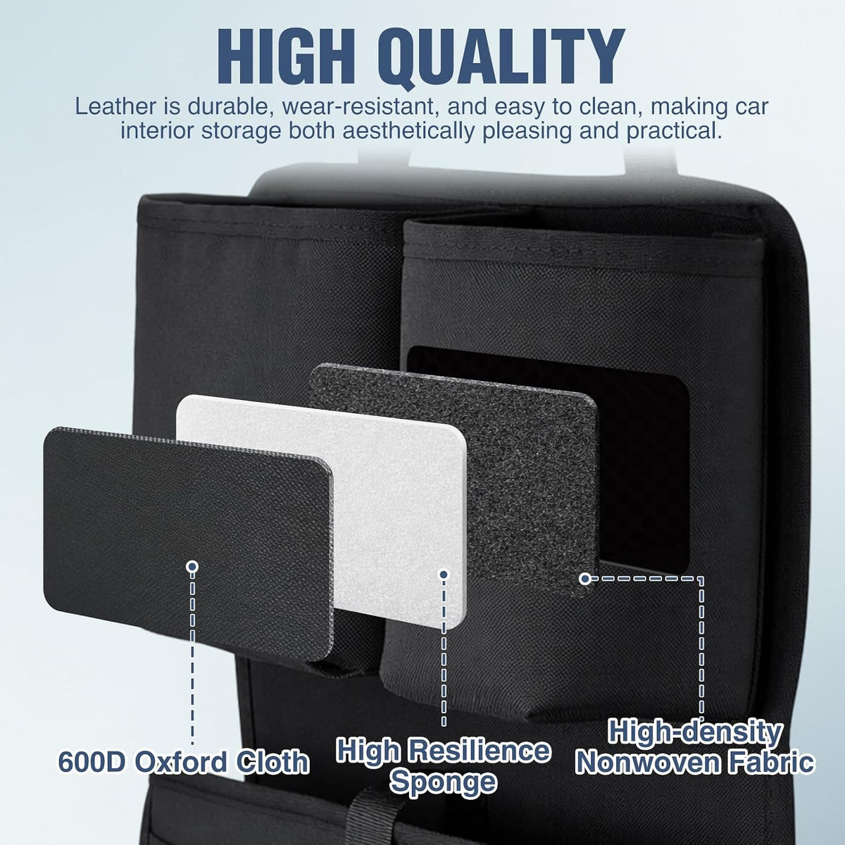 Nilight Car Seat Back Organizer 2PCS Black Oxford Fabric Universal