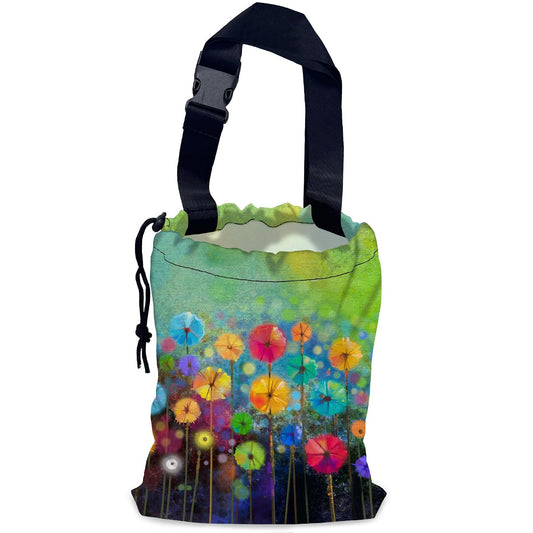 Watercolor Floral Car Trash Bag,Hanging Drawstring Car Garbage Bag, Waterproof Canvas Car Back Seat Organizer with Adjustable Buckle, for Vehicles, SUVs, Camping, Road Trips