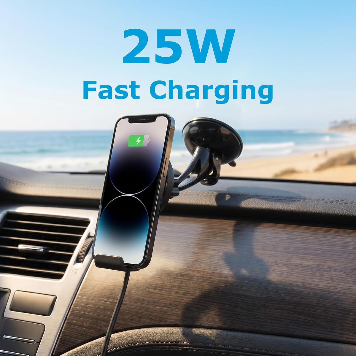 AT&T 25W Magnetic Fast Wireless Car Charger Dash Vent Phone Mount Dock