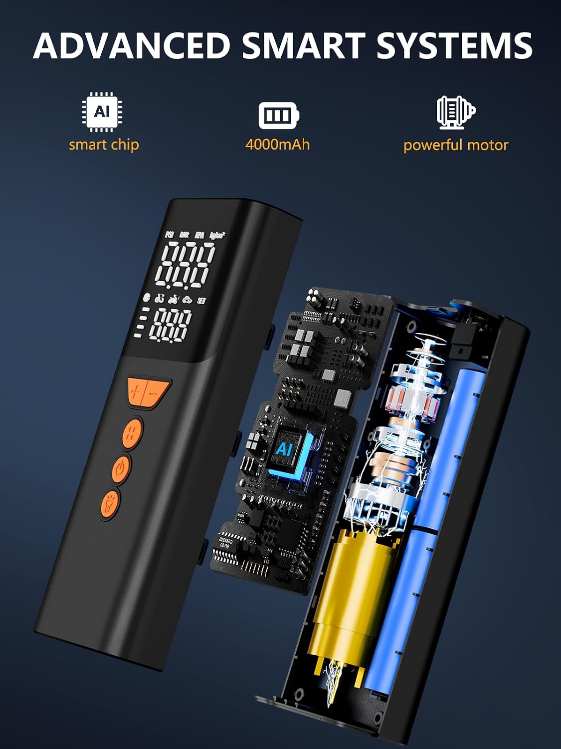 Tire Inflator Portable Air Compressor,Bike Pump with Memory Function