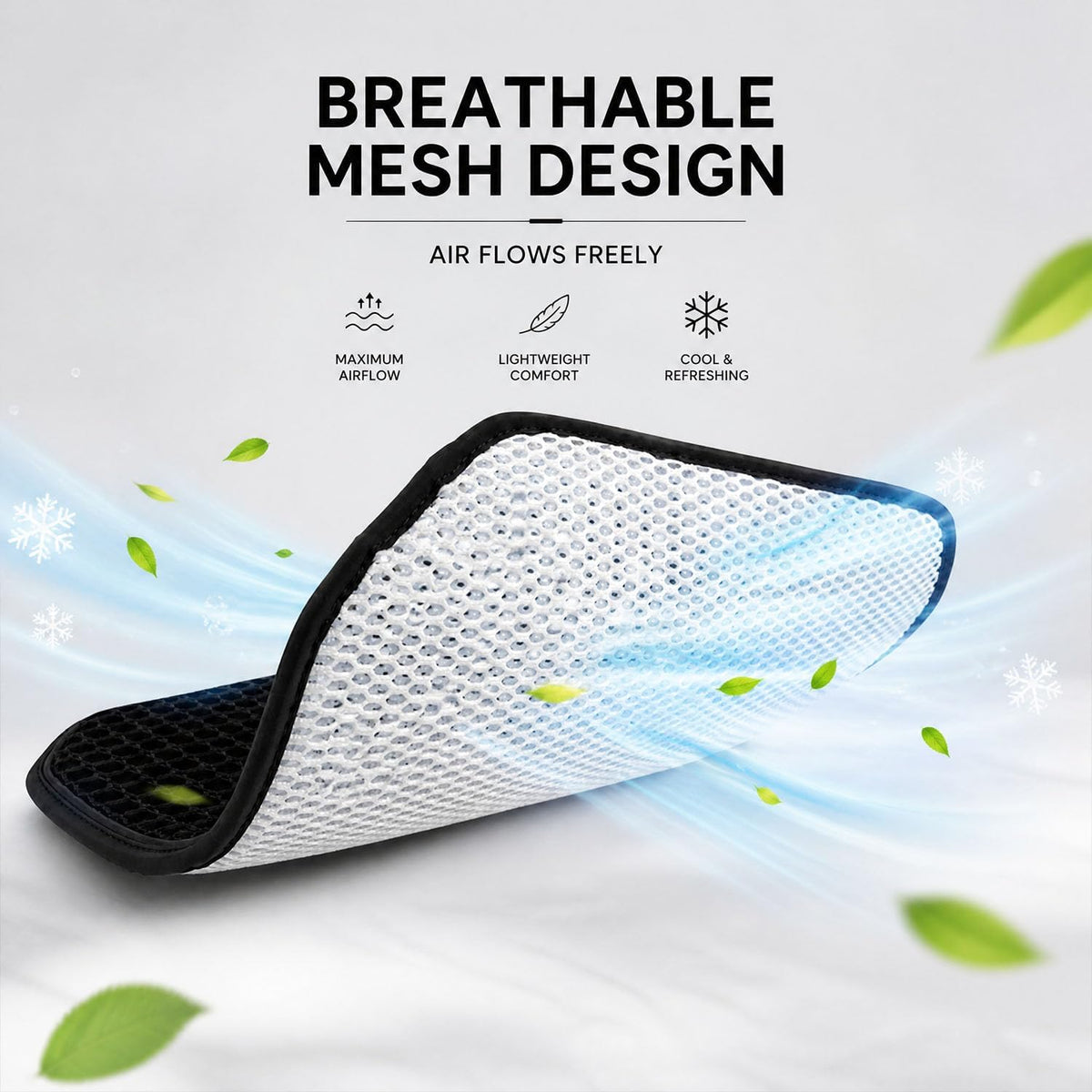 Cooling&Breathable 3D Air Mesh Car Seat Cushion for Summer, Universal Ventilated Comfortable Seat Pad, Suitable for Sedans,Vans,Pickup,Trucks,Suvs (Black-1PcsBackCushion+1PcsSeatPad)