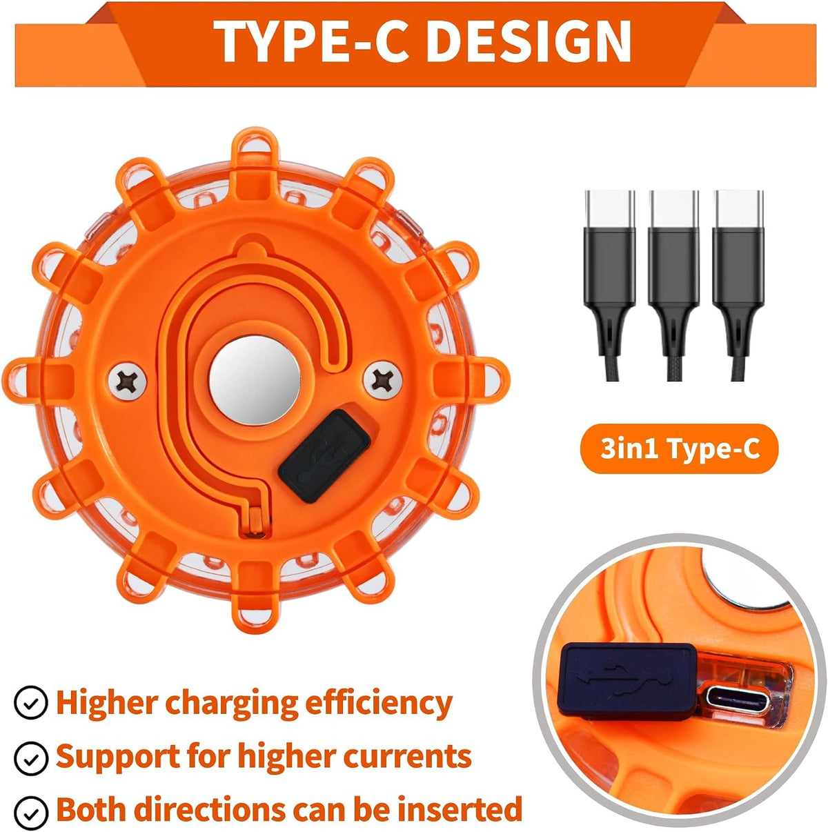 6-Pack LED Road Flares, Rechargeable roadside emergency kit